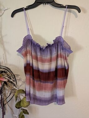 Madewell Lavender Striped Pleated Camisole